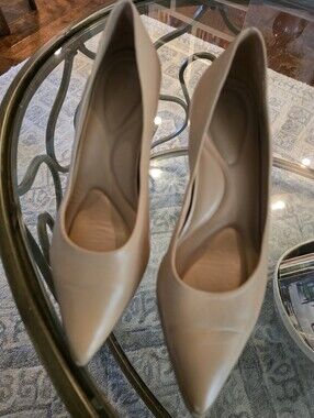 ANTONIO MELANI Nude Pointed-Toe Leather Pumps